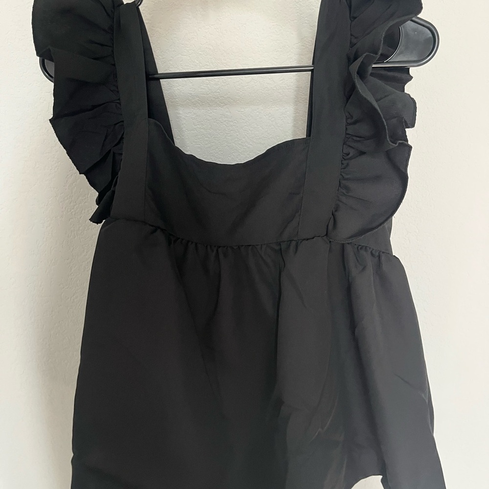 Chic Black Ruffle Blouse